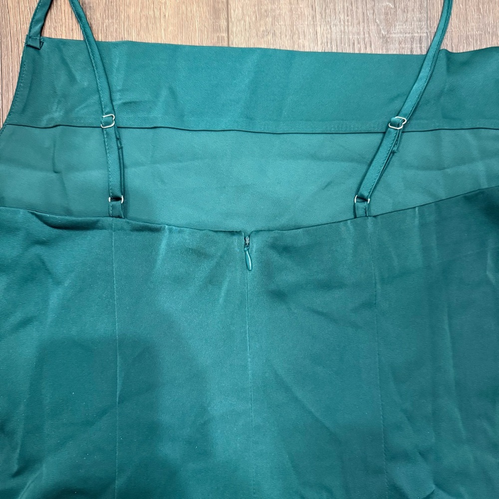 Lulus Hollywood Forest Green Satin Midi Dress Women's Size medium - Picture 13 of 15